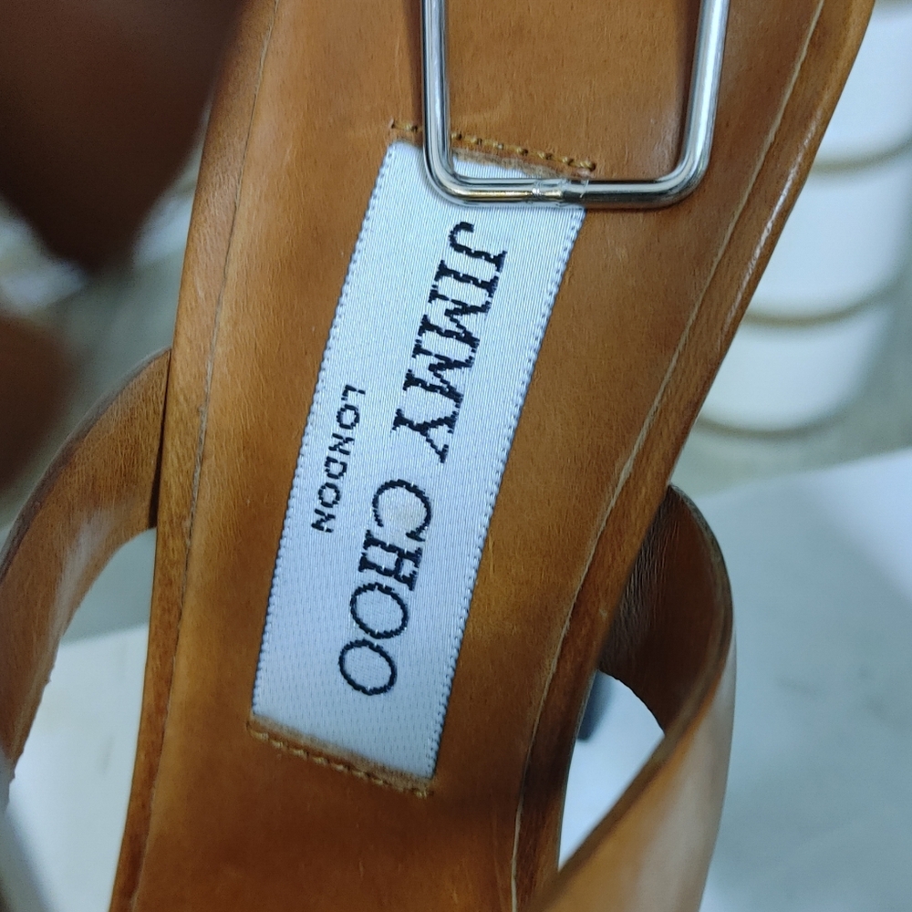 JIMMY CHOO "PRIZE" LEATHER GLADIATOR SANDAL, 39.5 - Picture 9 of 16